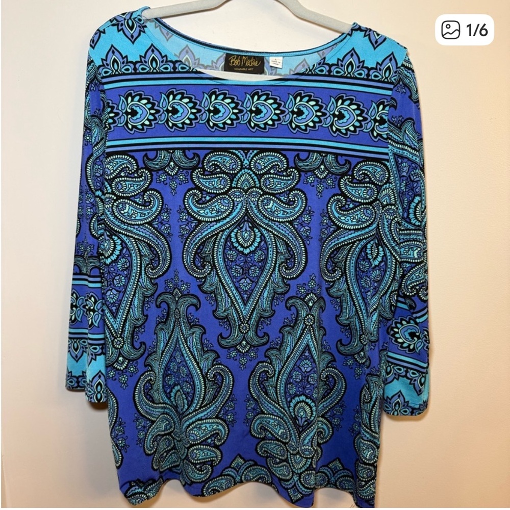 Bob Mackie Teal and Turquoise with green,Paisley design last photo best color! - Picture 12 of 12